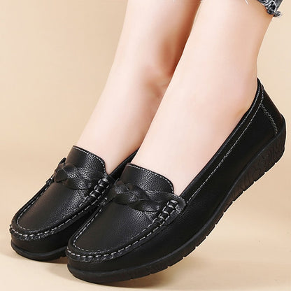 Women Loafers Soft Leather Flats, Slip-On Casual Shoes, White Flat Shoes for Women