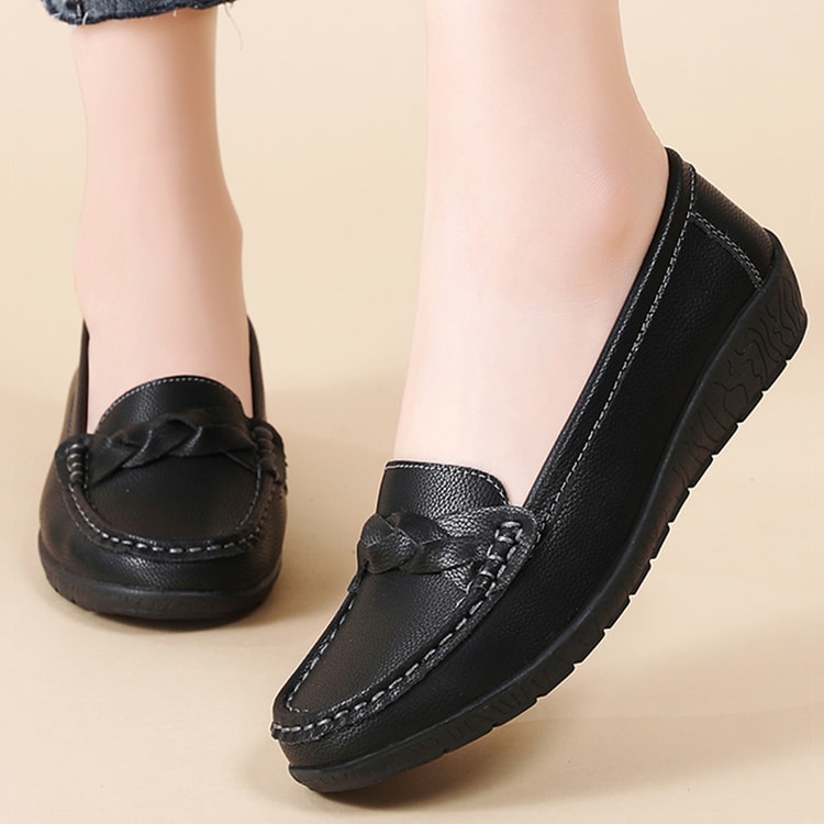 Women Loafers Soft Leather Flats, Slip-On Casual Shoes, White Flat Shoes for Women