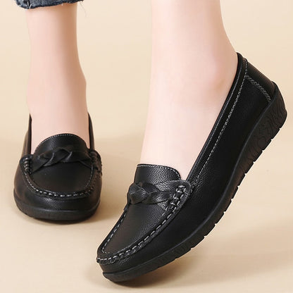 Women Loafers Soft Leather Flats, Slip-On Casual Shoes, White Flat Shoes for Women