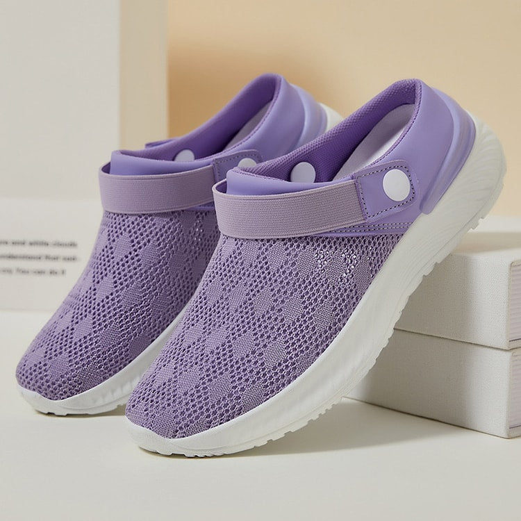 Summer new women's shoes fashion casual breathable mesh slippers shoes a slip-on half support shoes women's shoes