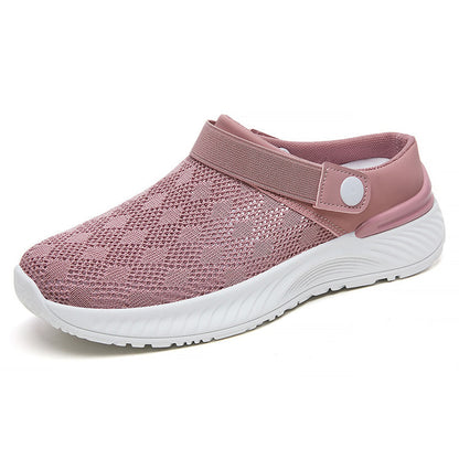 Summer new women's shoes fashion casual breathable mesh slippers shoes a slip-on half support shoes women's shoes