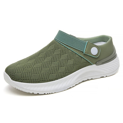 Summer new women's shoes fashion casual breathable mesh slippers shoes a slip-on half support shoes women's shoes