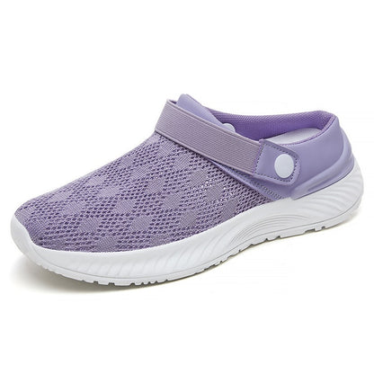Summer new women's shoes fashion casual breathable mesh slippers shoes a slip-on half support shoes women's shoes