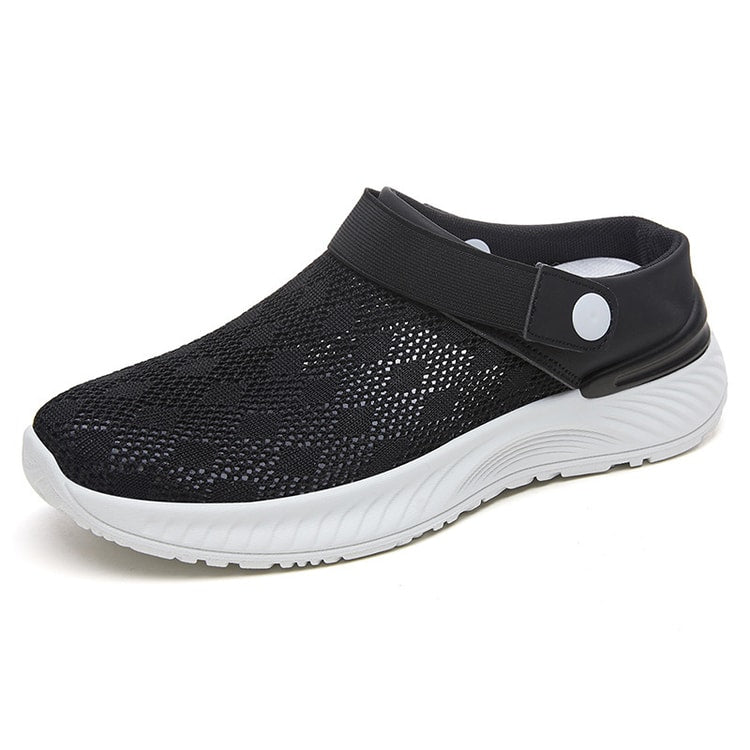 Summer new women's shoes fashion casual breathable mesh slippers shoes a slip-on half support shoes women's shoes