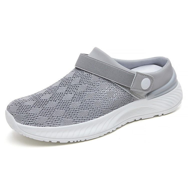 Summer new women's shoes fashion casual breathable mesh slippers shoes a slip-on half support shoes women's shoes